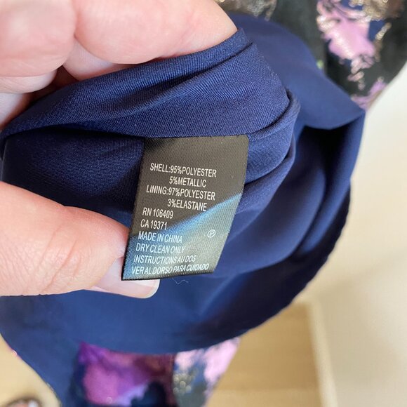 Tahari ASL Metallic Floral Jacquard Fit & Flare Dress 12 Petite - Picture 7 of 9